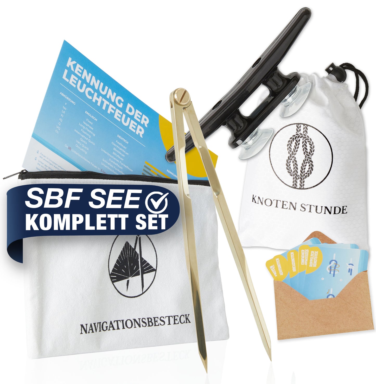 Kapitäns-Komplettset - Ideal ausgestattet für den SBF mit dem Navigationsbesteck und Knoten Übungsset