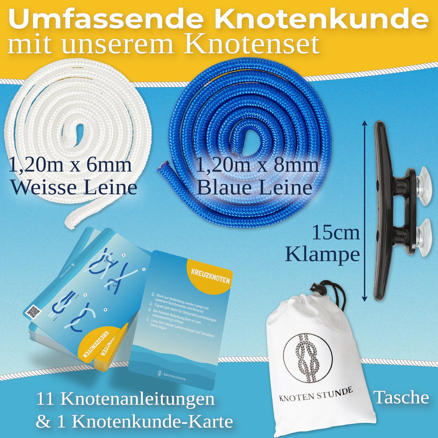 Kapitäns-Komplettset - Ideal ausgestattet für den SBF mit dem Navigationsbesteck und Knoten Übungsset