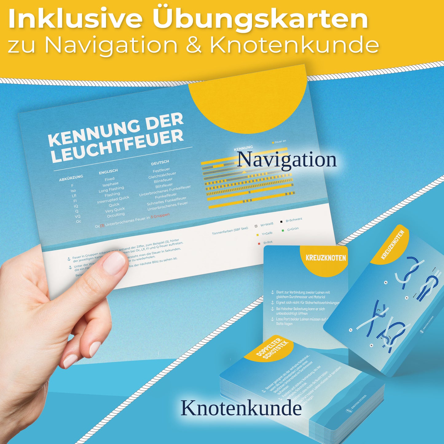 Kapitäns-Komplettset - Ideal ausgestattet für den SBF mit dem Navigationsbesteck und Knoten Übungsset